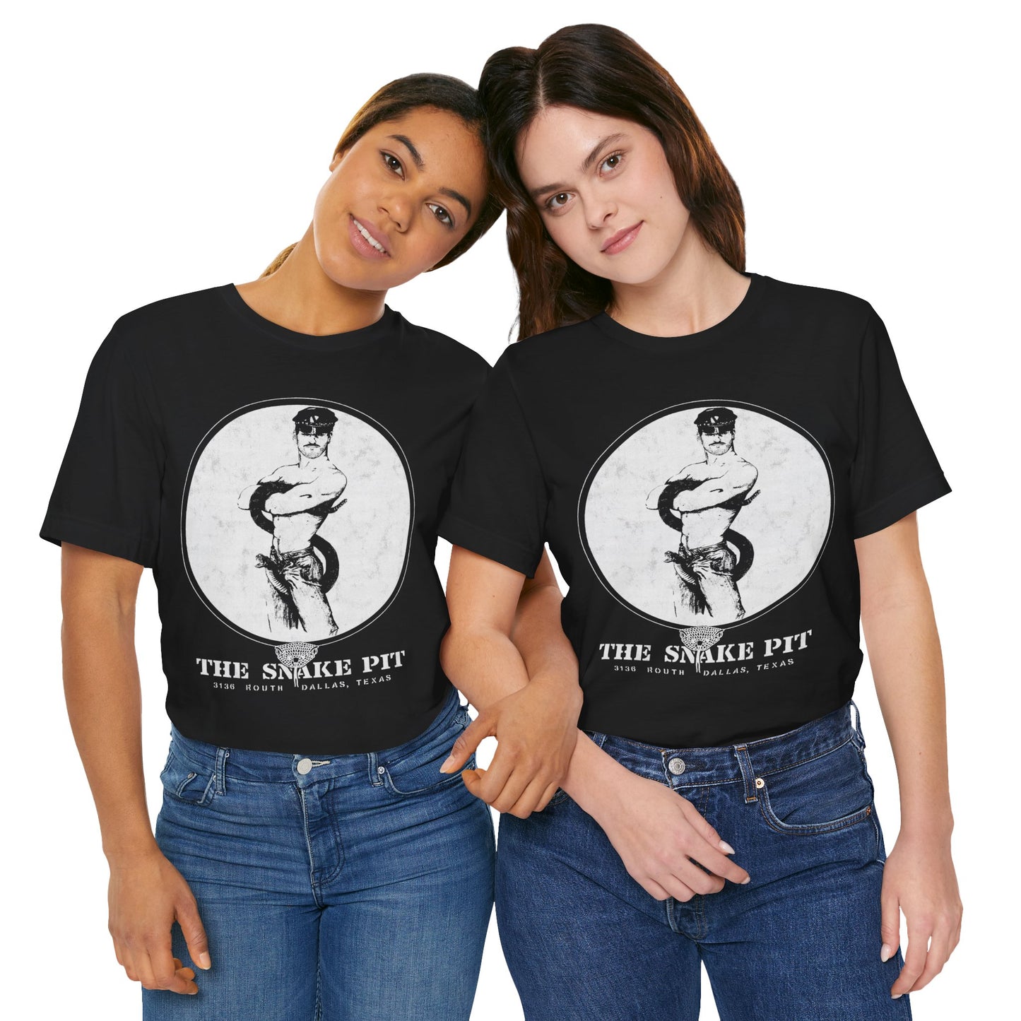 The Snake Pit (Dallas Gay Leather Bar/70's to 90's/Early 80's Logo with Vintage Print Effect)