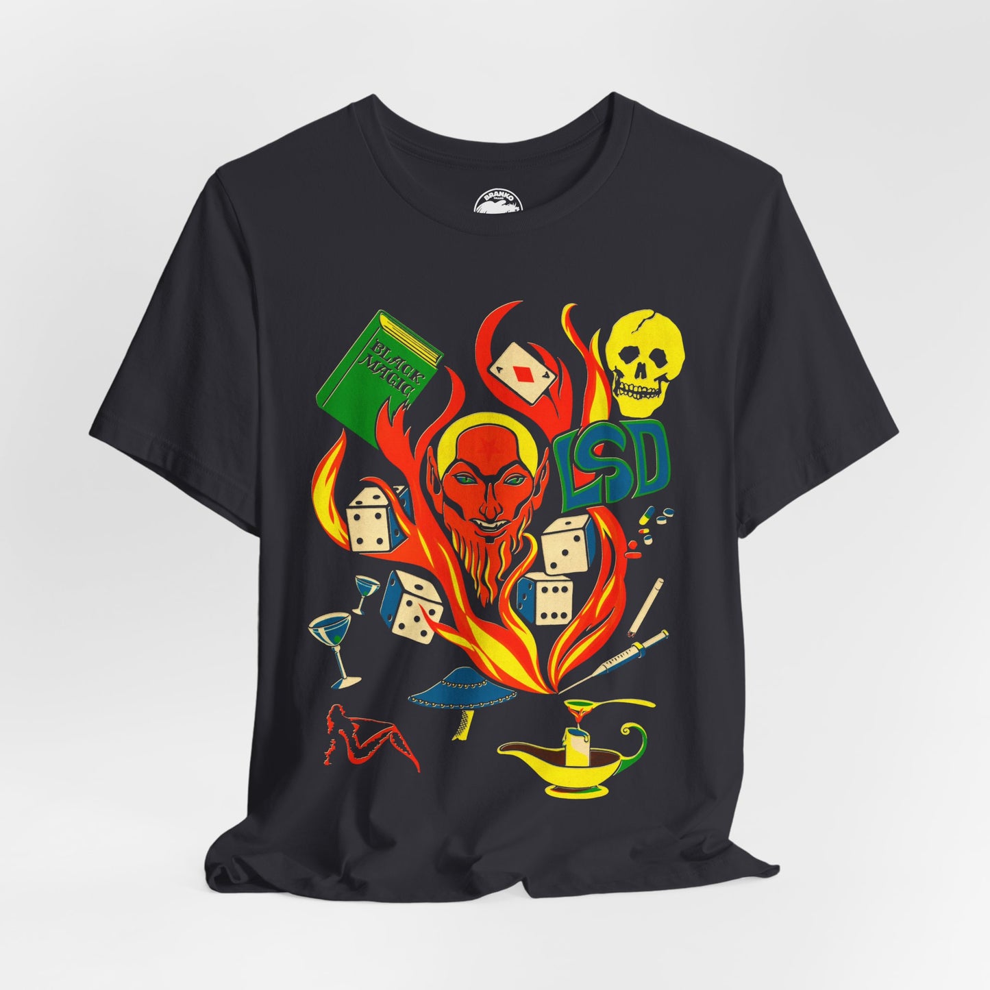 Black Magic (Restored early 70's Black Light Poster Image by Larry Evans/Satan Shirt/LSD shirt/Black Magic Shirt)
