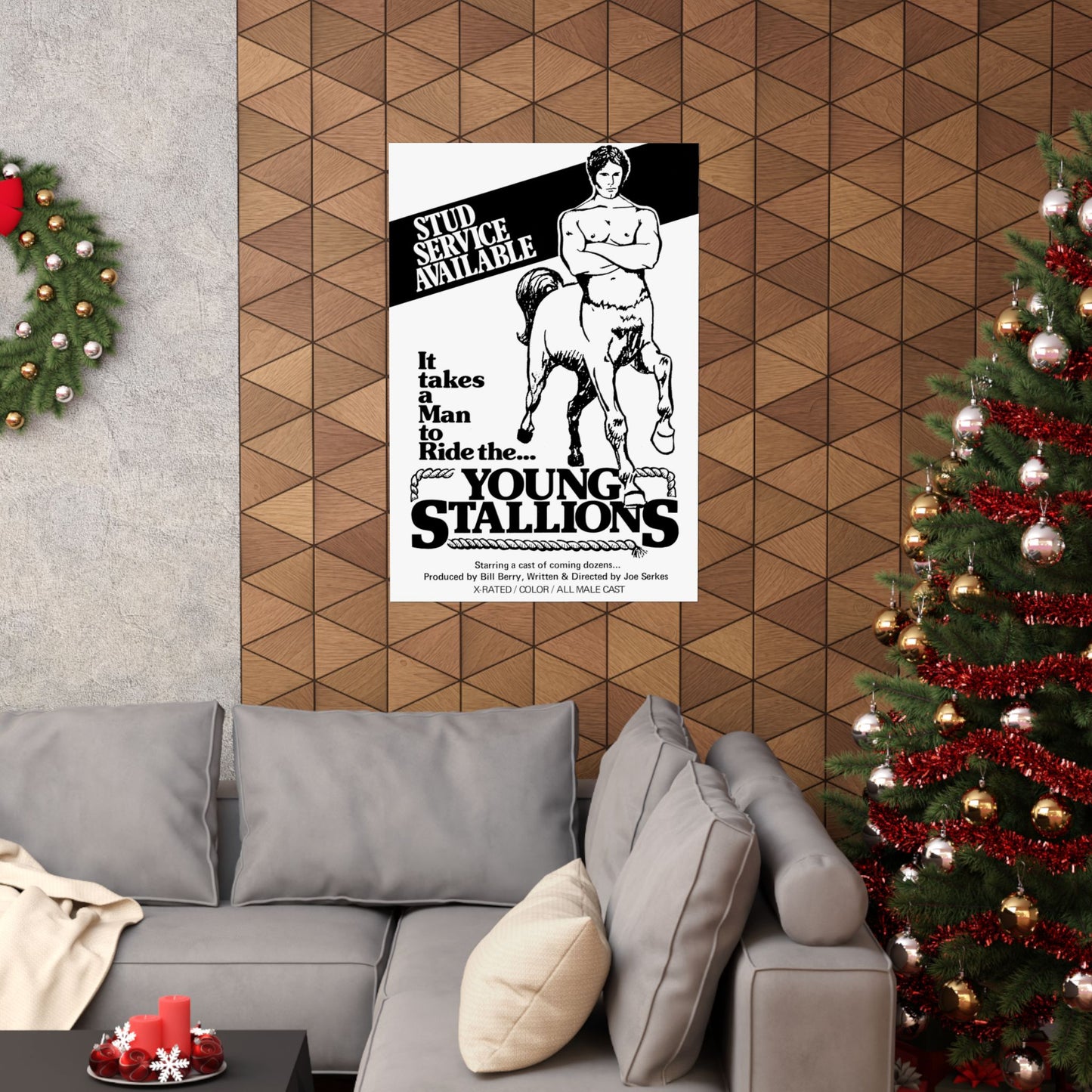 Young Stallions (Vintage Gay Adult Film Poster, Matte Vertical Poster Print, 70's Retro LGBTQ Wall Art, Young Stallions)