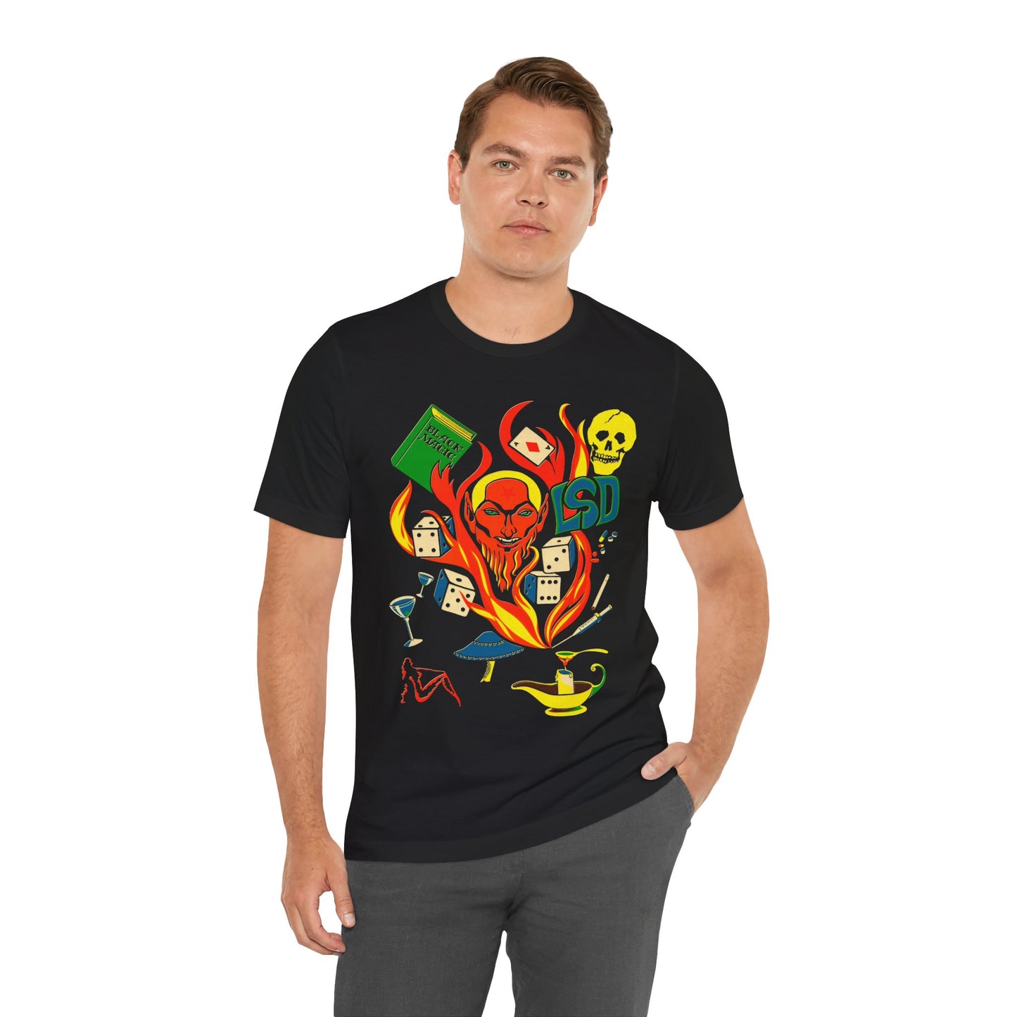 Black Magic (Restored early 70's Black Light Poster Image by Larry Evans/Satan Shirt/LSD shirt/Black Magic Shirt)