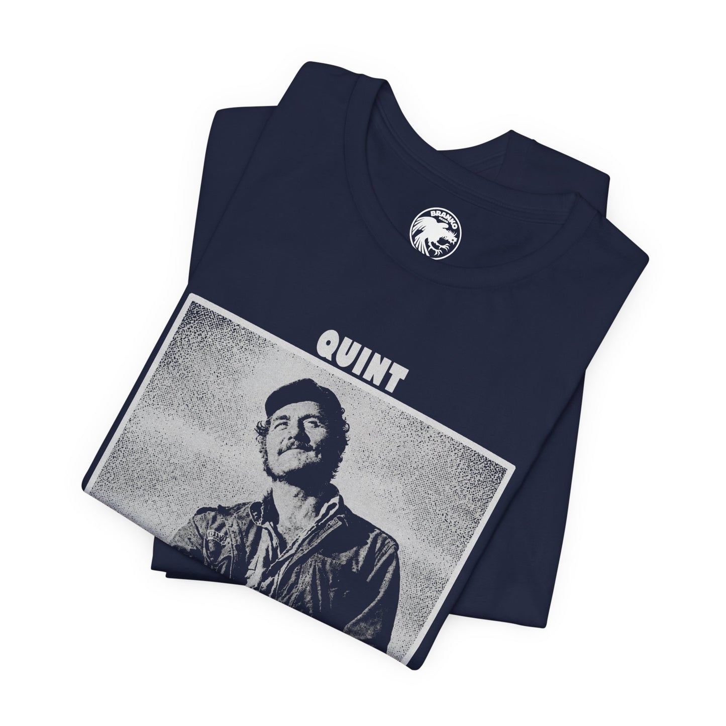 Quint (Robert Shaw Jaws Shirt/Graphic with Vintage Print Effect)