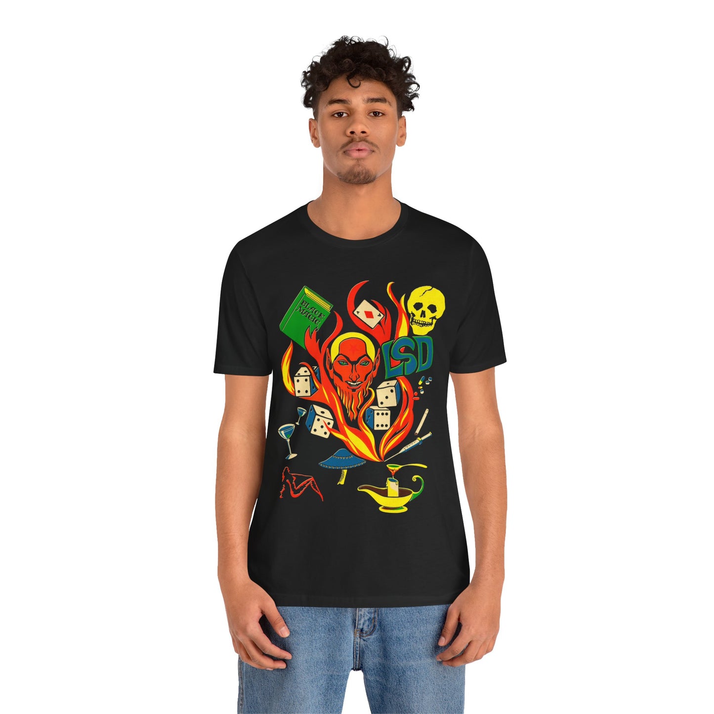 Black Magic (Restored early 70's Black Light Poster Image by Larry Evans/Satan Shirt/LSD shirt/Black Magic Shirt)