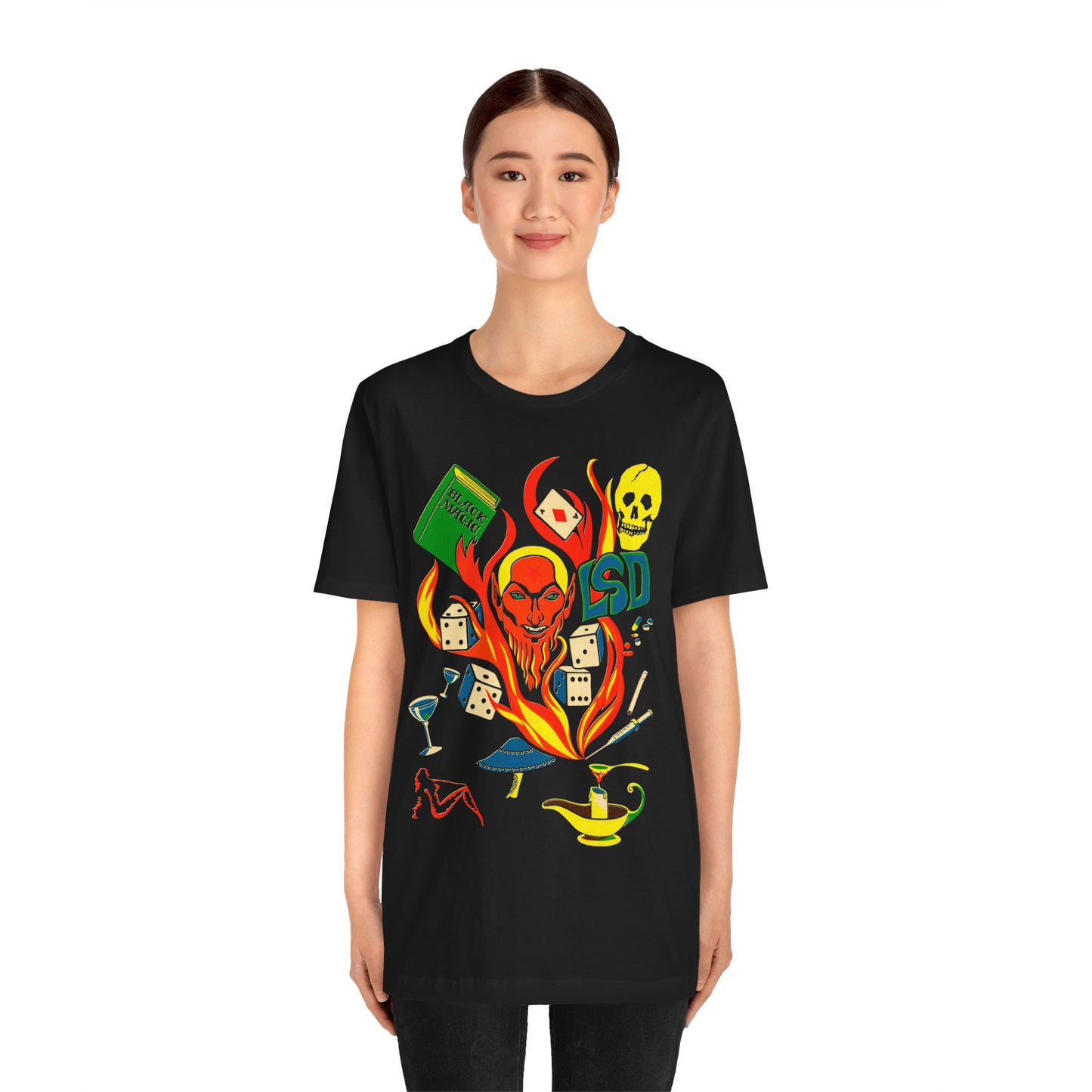 Black Magic (Restored early 70's Black Light Poster Image by Larry Evans/Satan Shirt/LSD shirt/Black Magic Shirt)