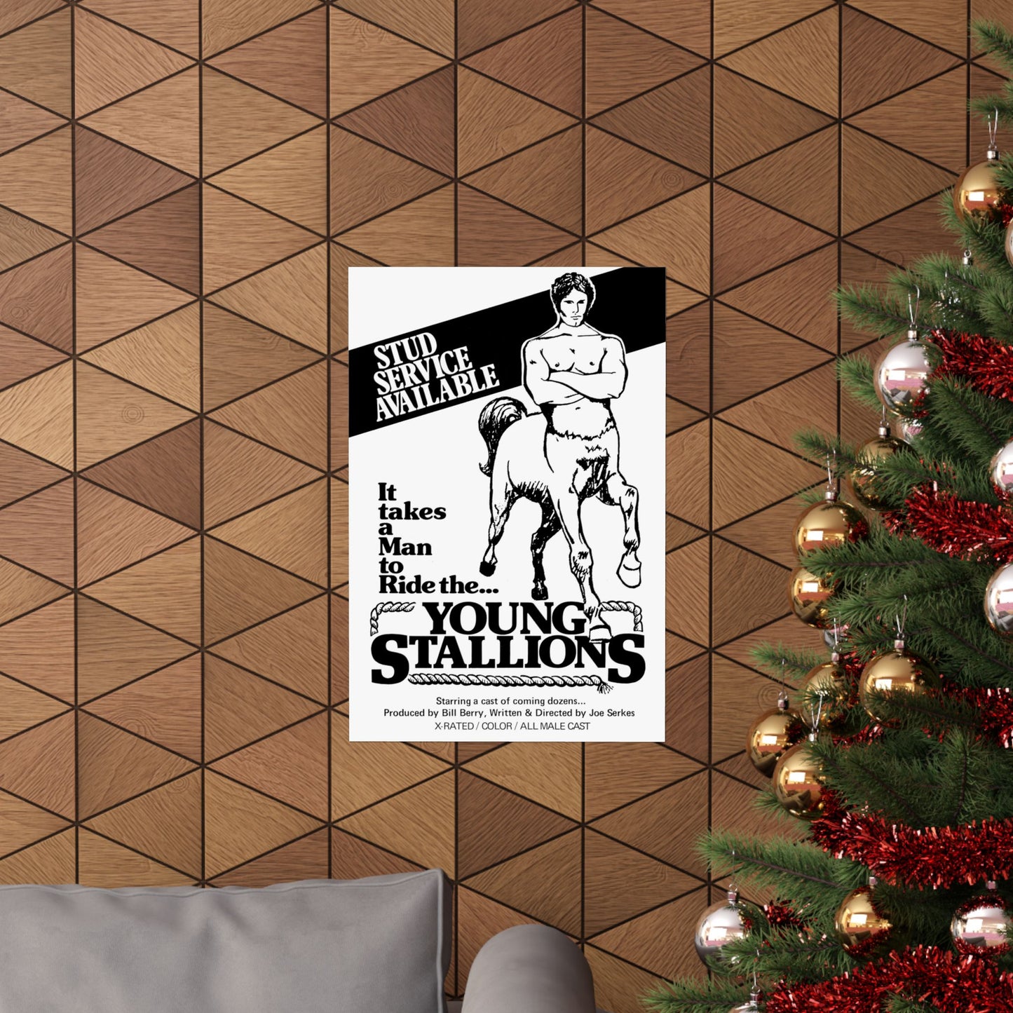 Young Stallions (Vintage Gay Adult Film Poster, Matte Vertical Poster Print, 70's Retro LGBTQ Wall Art, Young Stallions)