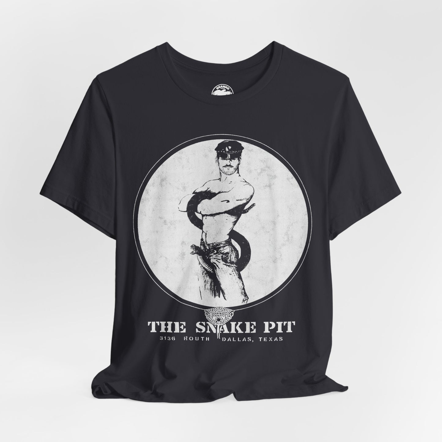 The Snake Pit (Dallas Gay Leather Bar/70's to 90's/Early 80's Logo with Vintage Print Effect)
