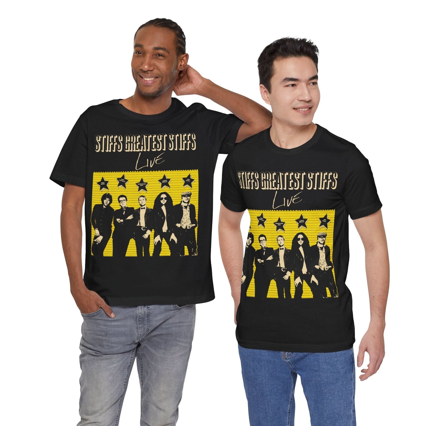 Greatest Stiffs (Replica Tour Tee/1977 Stiff's Greatest Stiffs/Nick Lowe/Elvis Costello, Wreckless Eric, Ian Dury)