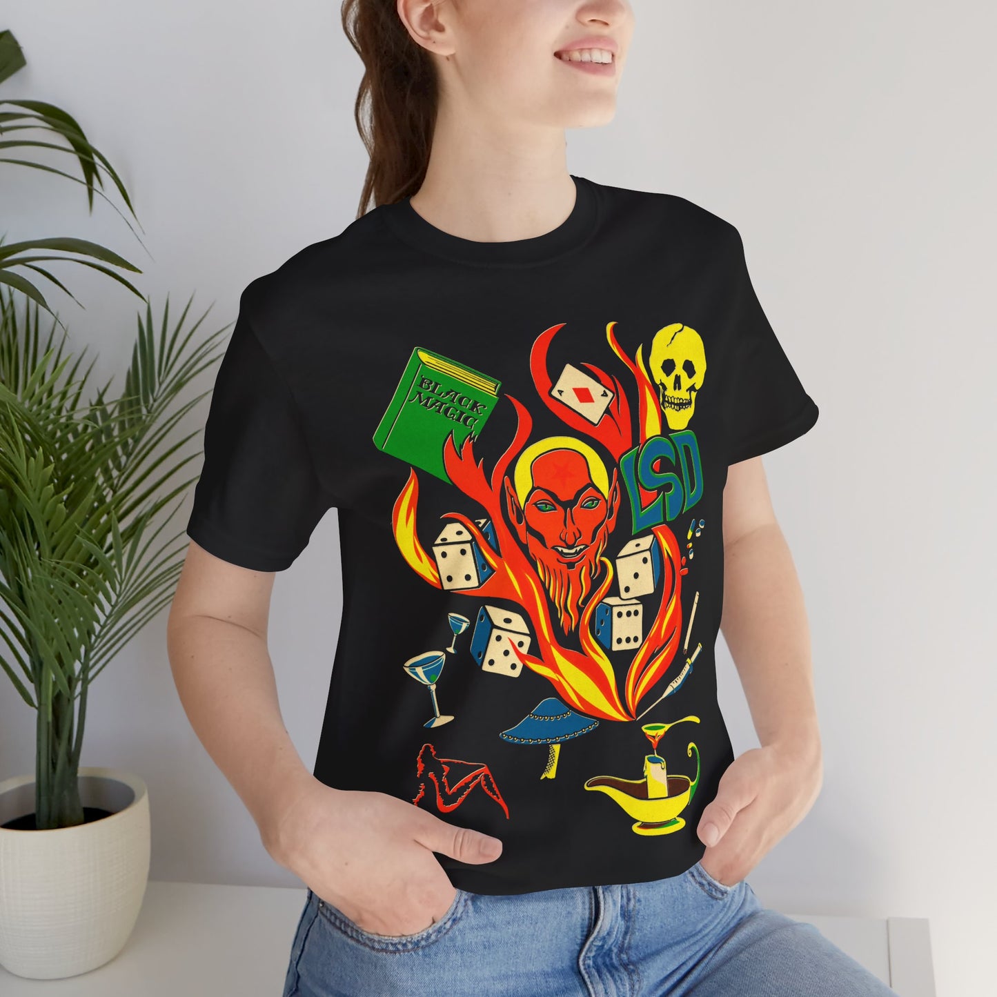 Black Magic (Restored early 70's Black Light Poster Image by Larry Evans/Satan Shirt/LSD shirt/Black Magic Shirt)