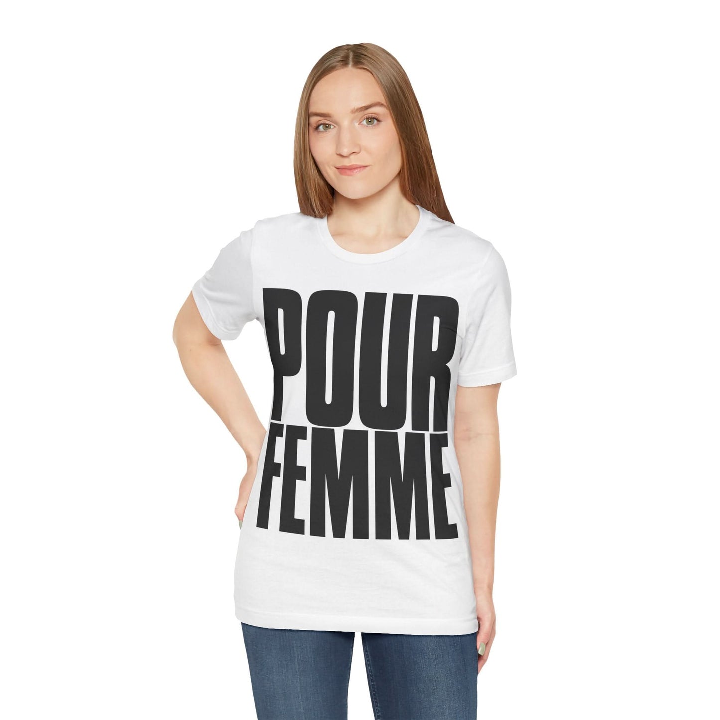 POUR FEMME (Katharine Hamnett style Oversized Graphic/For Women in French)