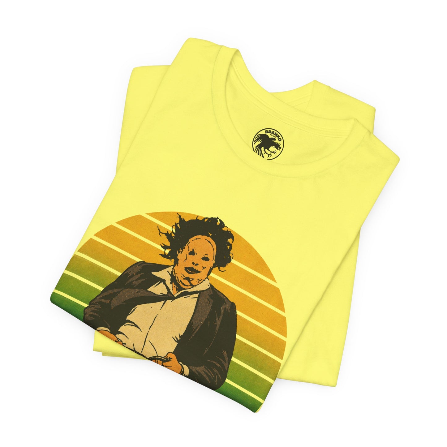 Leatherface (70's Sportswear Style Graphic with Vintage Print Effect/Texas Chainsaw Massacre Shirt)