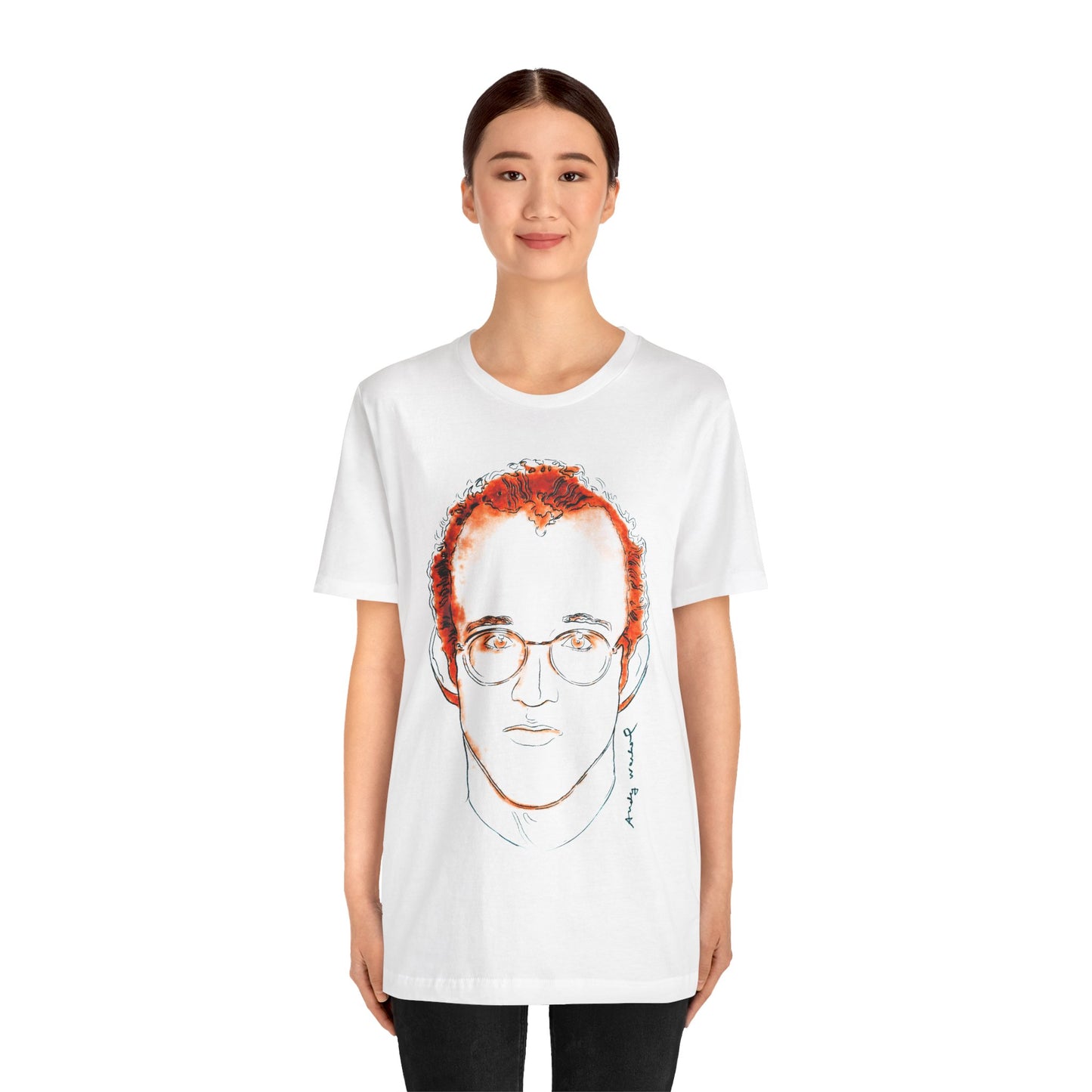 Andy Warhol x Keith Haring (Portrait T-Shirt with Vintage Print Effect)