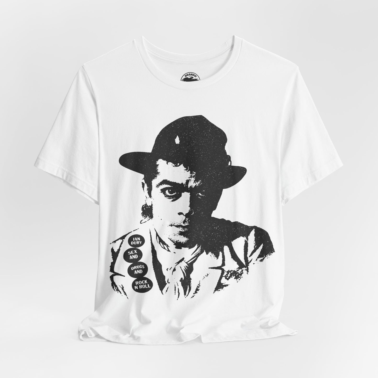 Ian Dury (Replica Sex and Drugs and Rock n' Roll Promo Tee/1977)