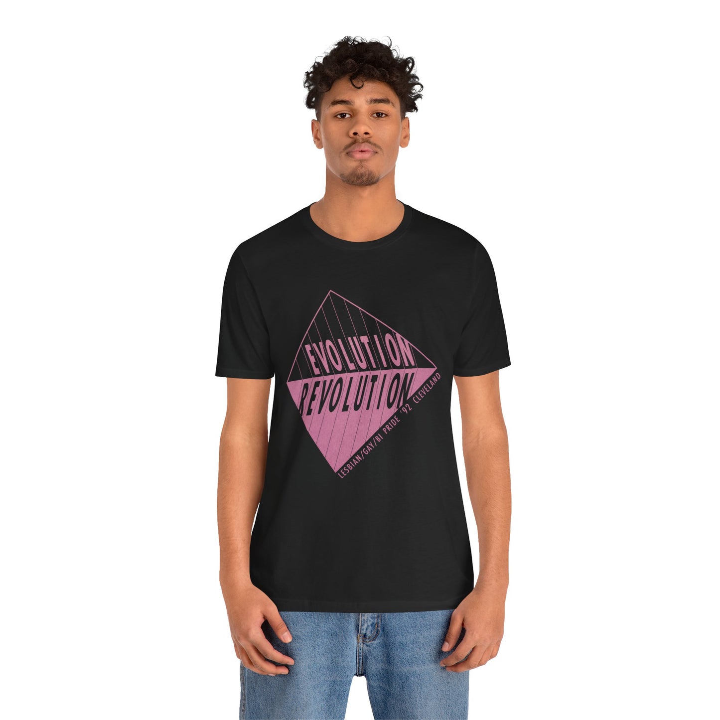 1992 Cleveland Pride (Replica Lesbian, Gay and Bi Pride Shirt/Cleveland Gay Pride/Evolution Revolution)
