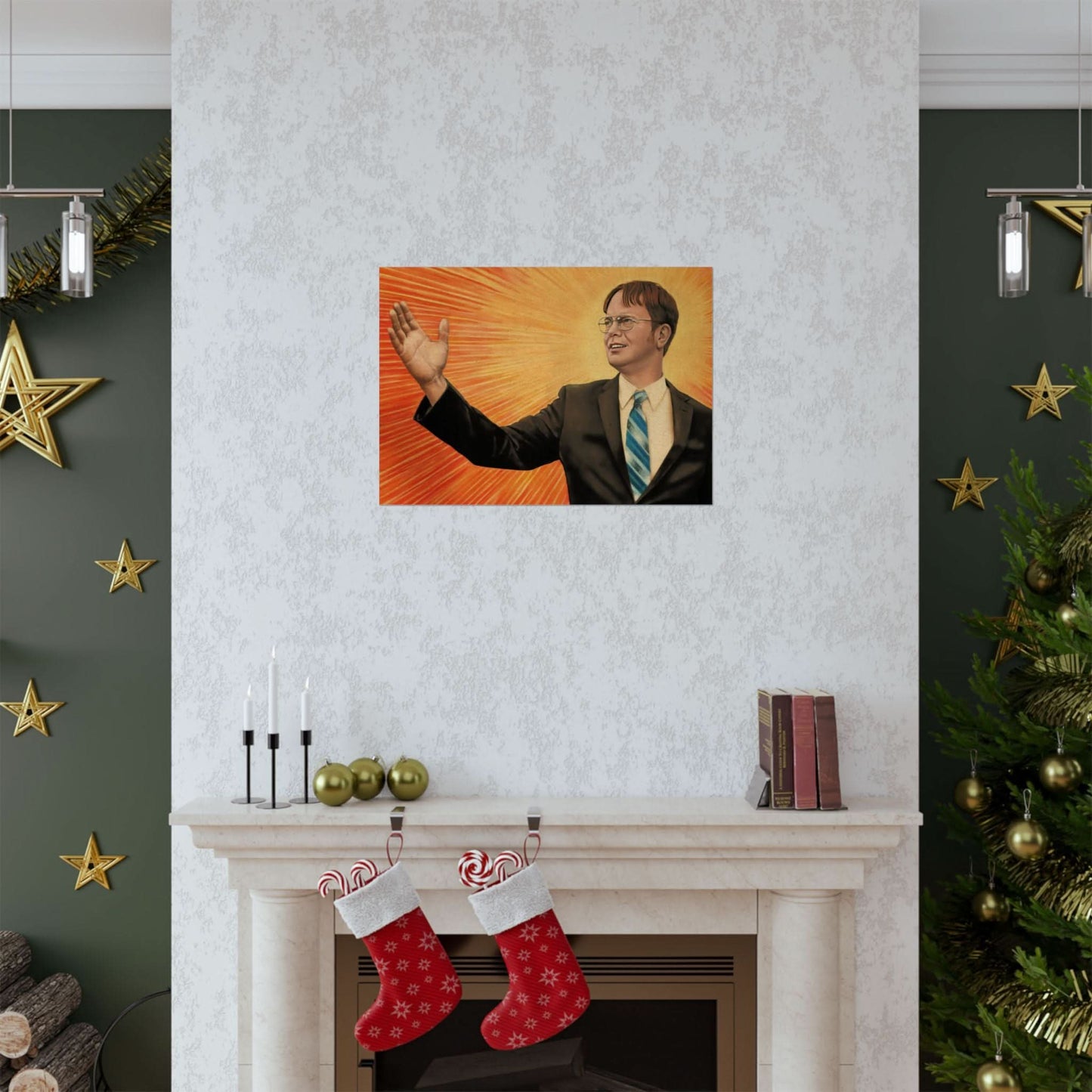 Dwight Chairman Mao Style Print (The Office/Dwight Schrute Poster Print with Vintage Print Effect)