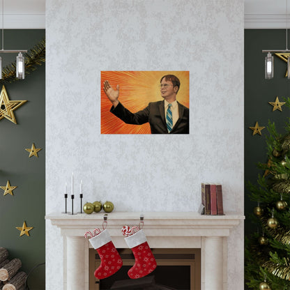 Dwight Chairman Mao Style Print (The Office/Dwight Schrute Poster Print with Vintage Print Effect)