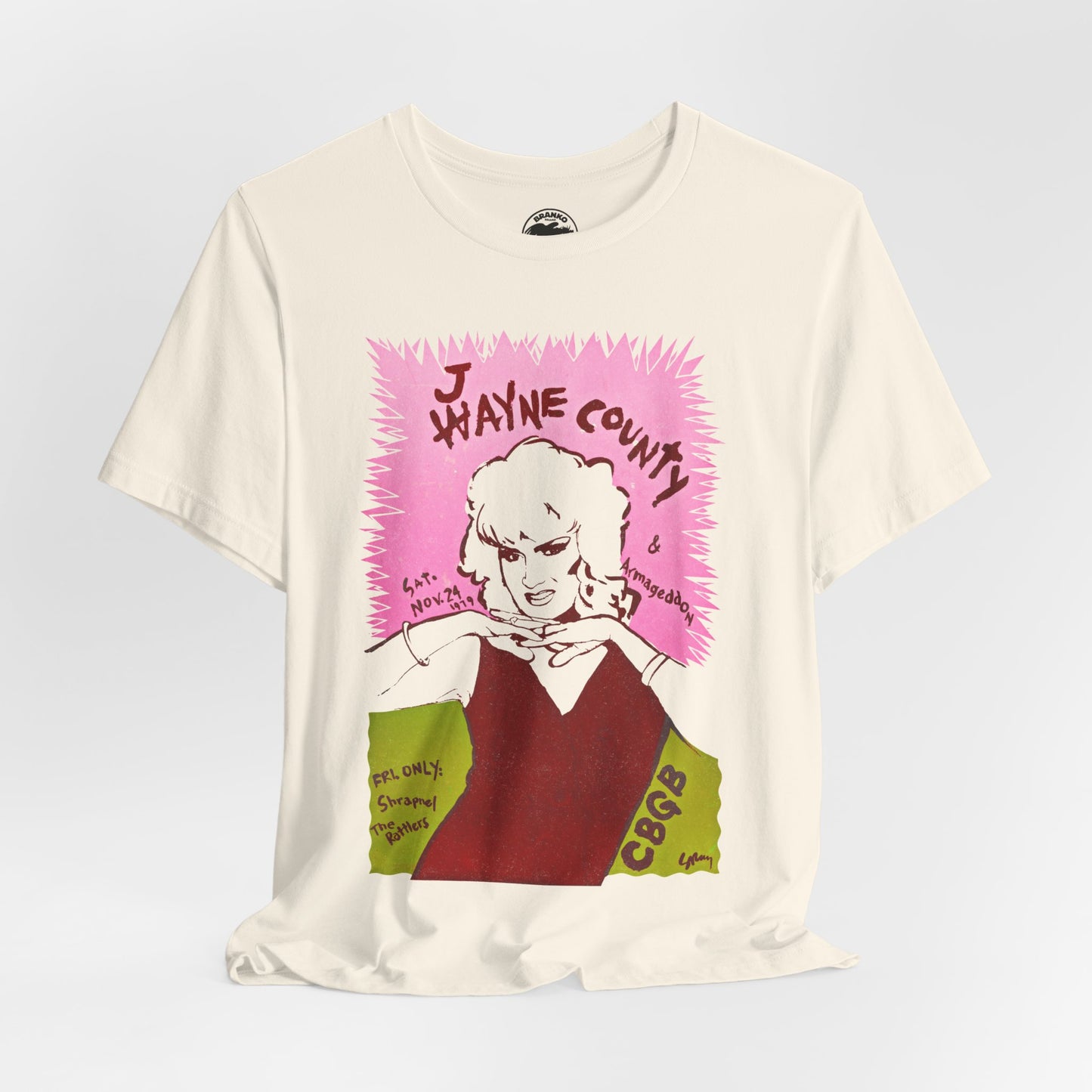 Wayne/Jayne County (Image from CBGB's Gig Poster/Vintage Print Effect/Jayne County Shirt)