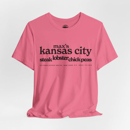 Max's Kansas City (Replica Early 70's Promo Shirt/Early Glam Club and Restaurant/Velvet Underground/Bowie/Warhol/1965-1981)
