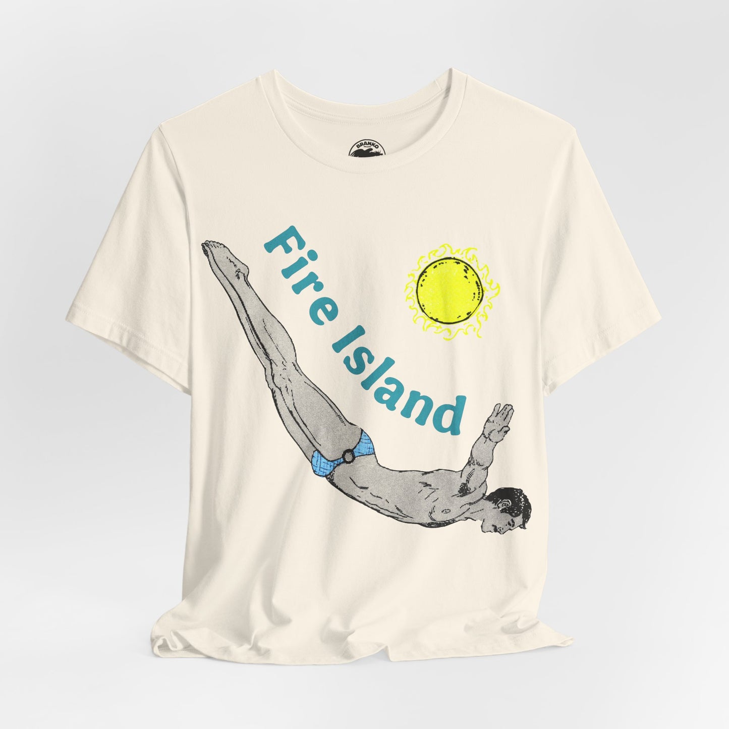 Fire Island (Replica 70's Souvenir T-Shirt with Oversized Graphic/Fire Island, New York Shirt)