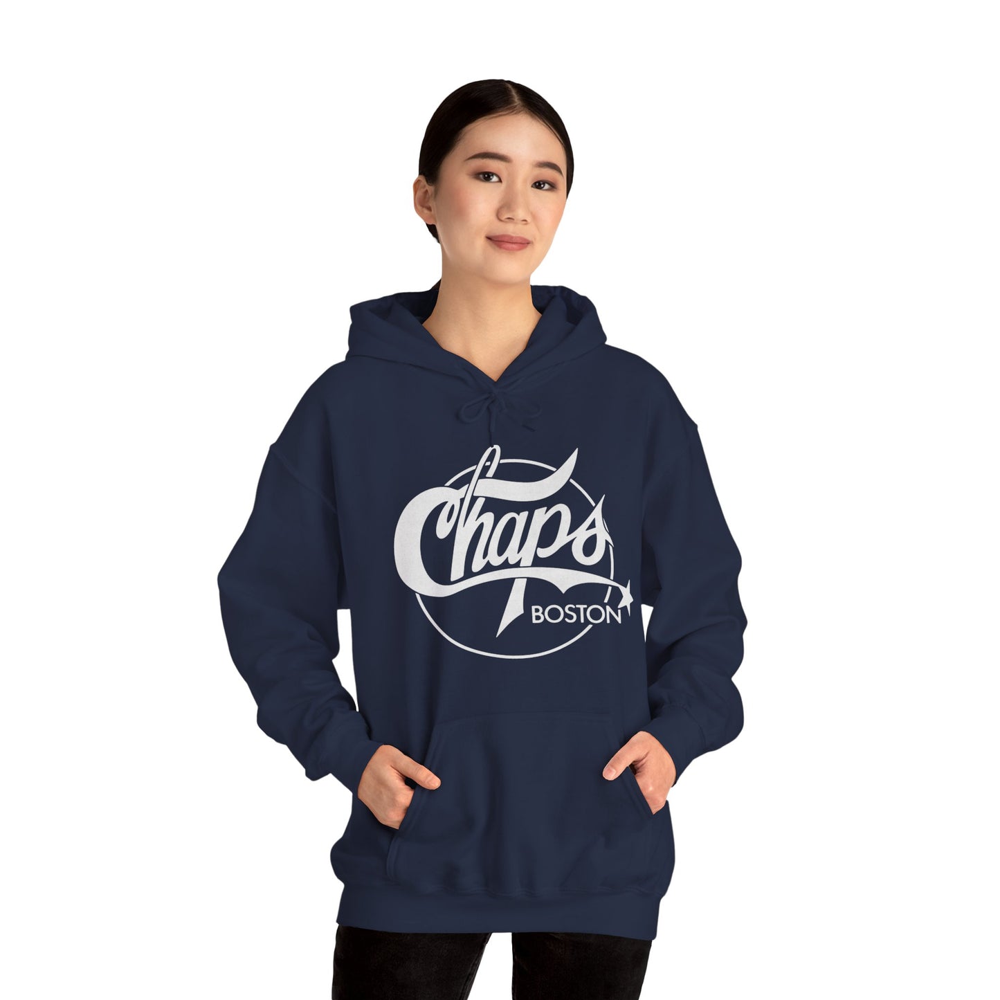 Chaps Boston Hoodie (Boston Gay Bar/80's and 90's/80's Logo with Vintage Print Effect)