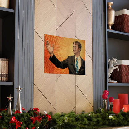 Dwight Chairman Mao Style Print (The Office/Dwight Schrute Poster Print with Vintage Print Effect)