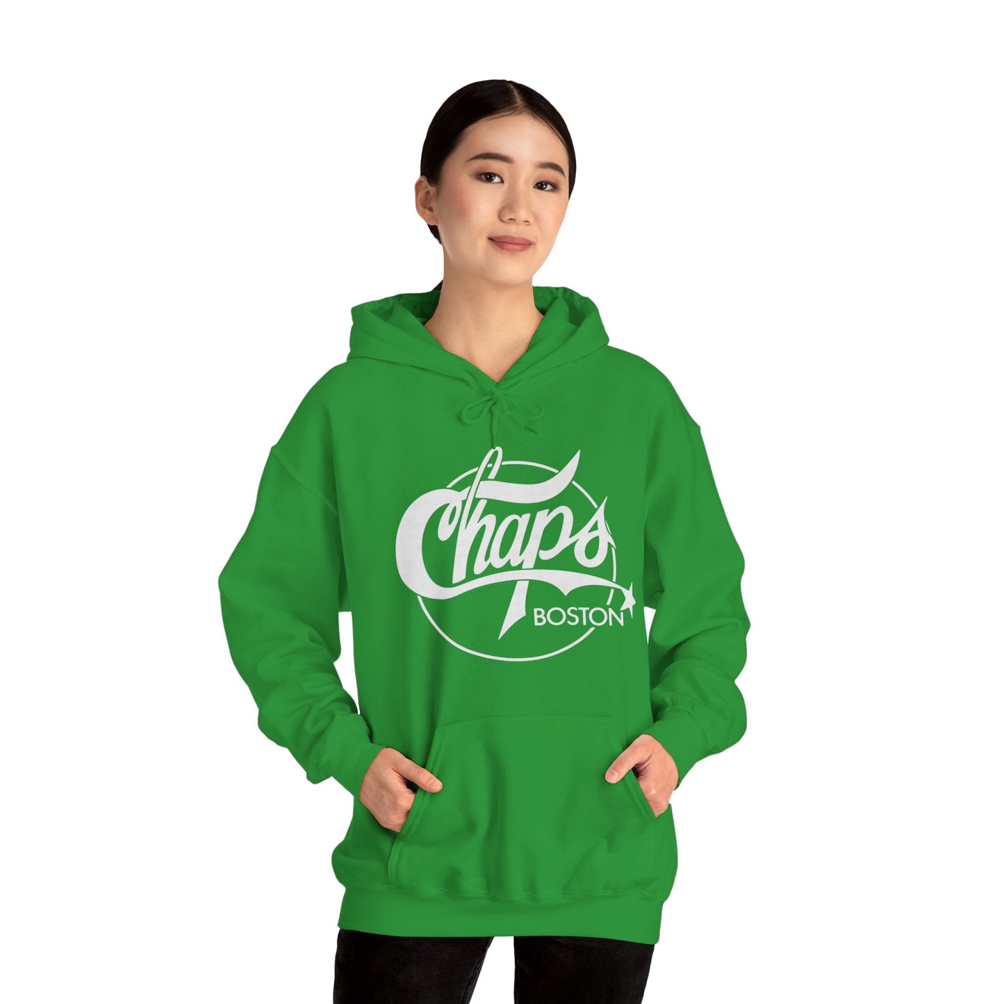 Chaps Boston Hoodie (Boston Gay Bar/80's and 90's/80's Logo with Vintage Print Effect)