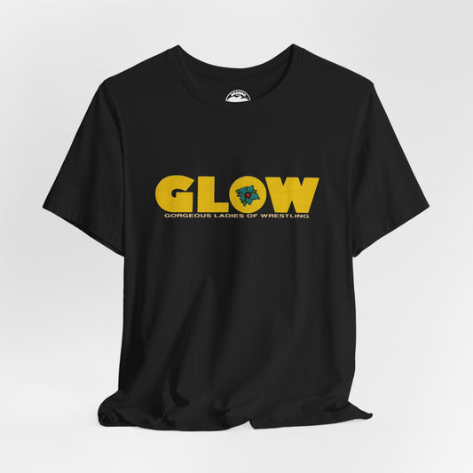 GLOW (Replica Gorgeous Ladies of Wrestling Shirt/Logo with Vintage Print Effect)