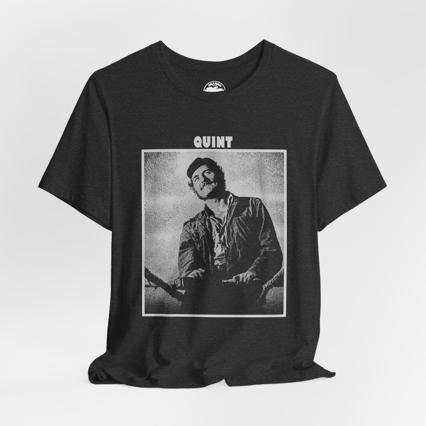 Quint (Robert Shaw Jaws Shirt/Graphic with Vintage Print Effect)