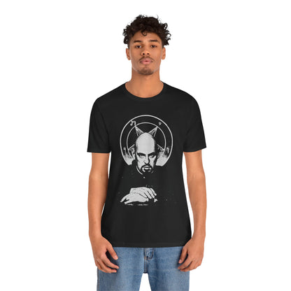 Anton LaVey (Graphic with Vintage Print Effect/Church of Satan Shirt)
