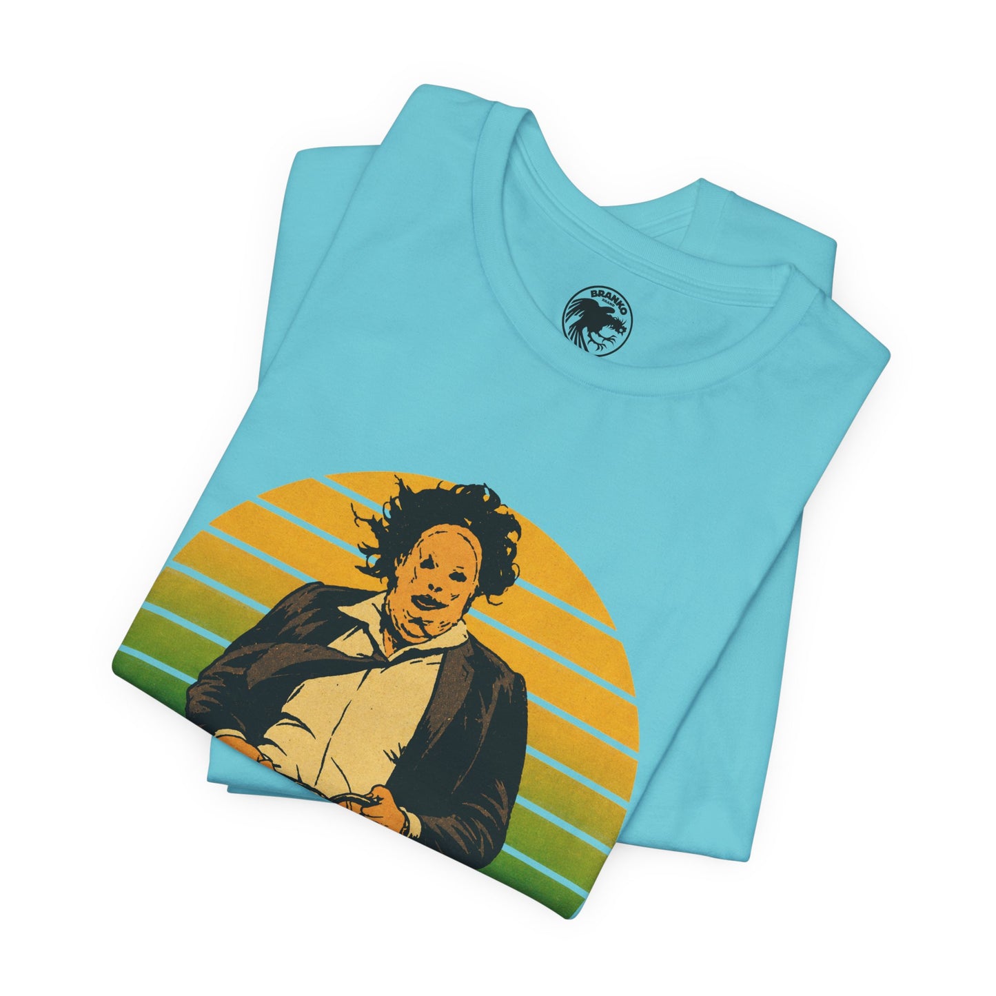Leatherface (70's Sportswear Style Graphic with Vintage Print Effect/Texas Chainsaw Massacre Shirt)