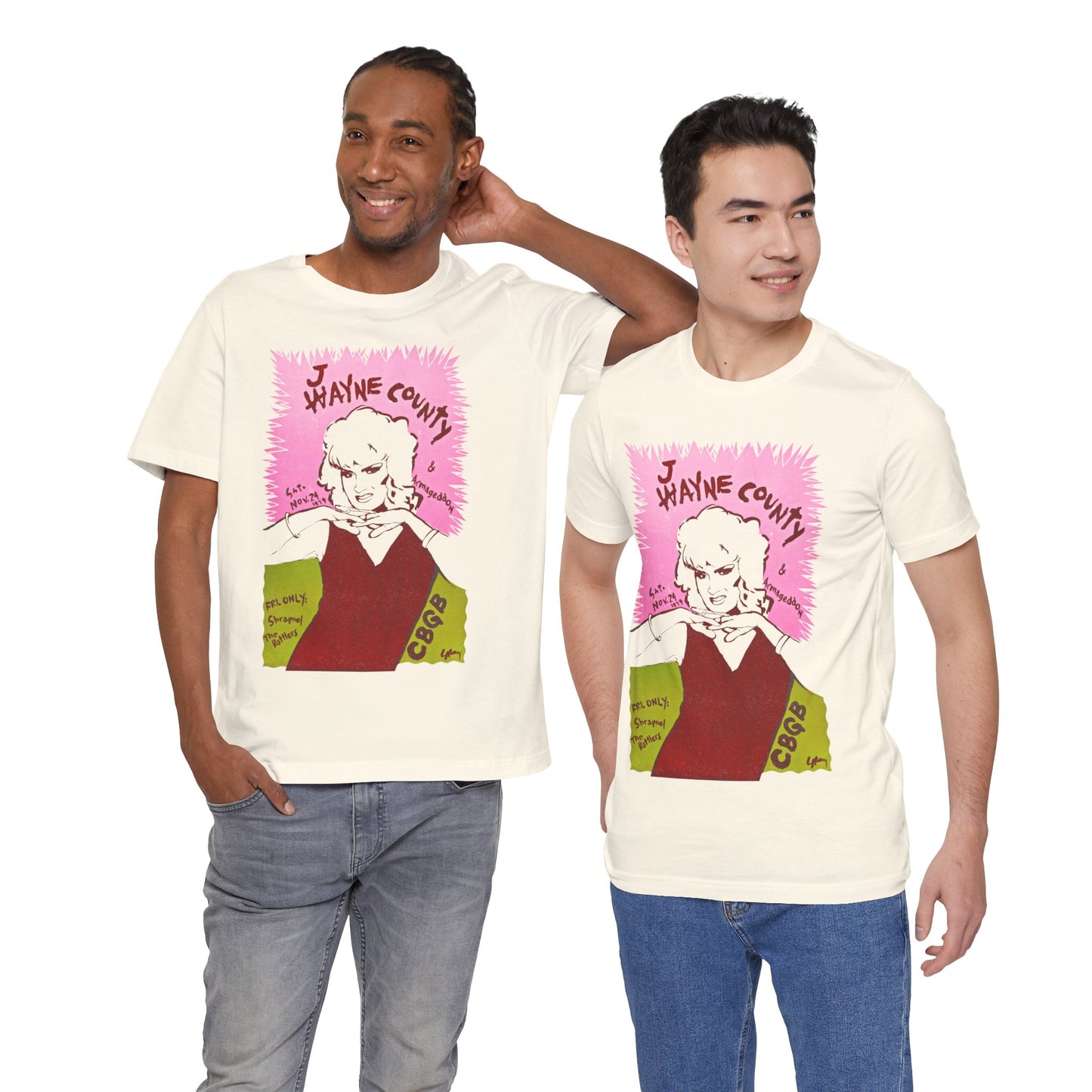 Wayne/Jayne County (Image from CBGB's Gig Poster/Vintage Print Effect/Jayne County Shirt)