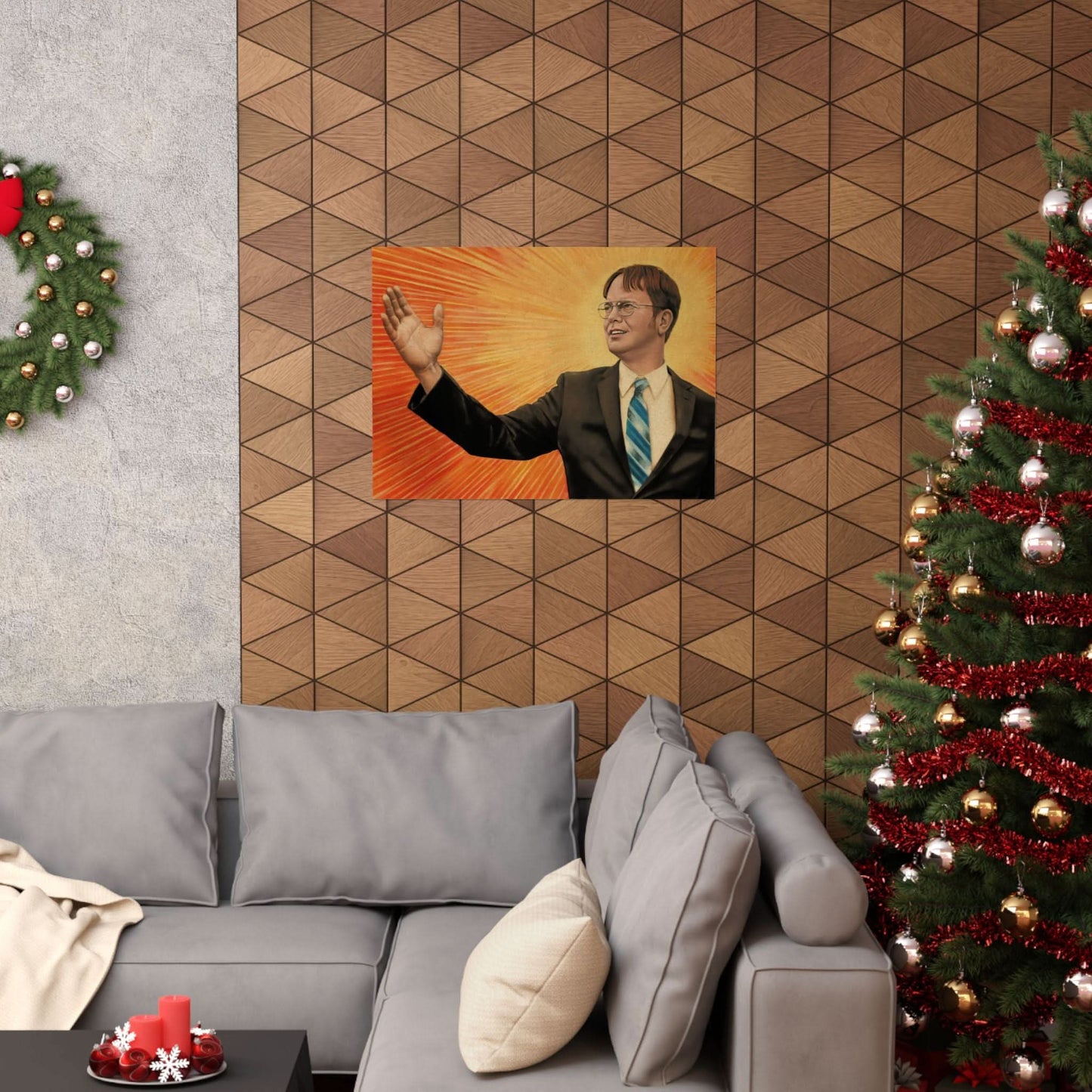 Dwight Chairman Mao Style Print (The Office/Dwight Schrute Poster Print with Vintage Print Effect)