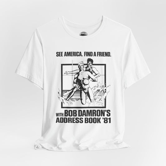 1981 Bob Damron’s Address Book (Replica Promo Shirt/See America. Find a Friend.)