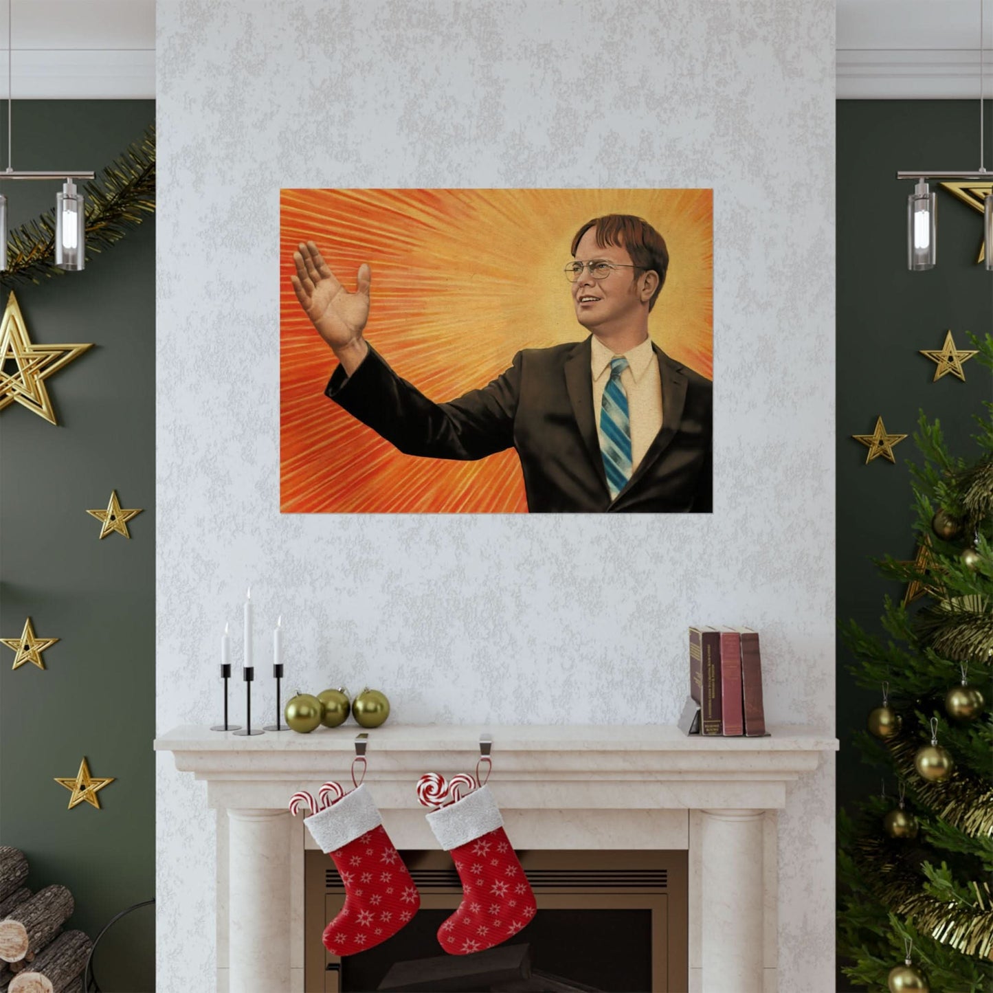 Dwight Chairman Mao Style Print (The Office/Dwight Schrute Poster Print with Vintage Print Effect)