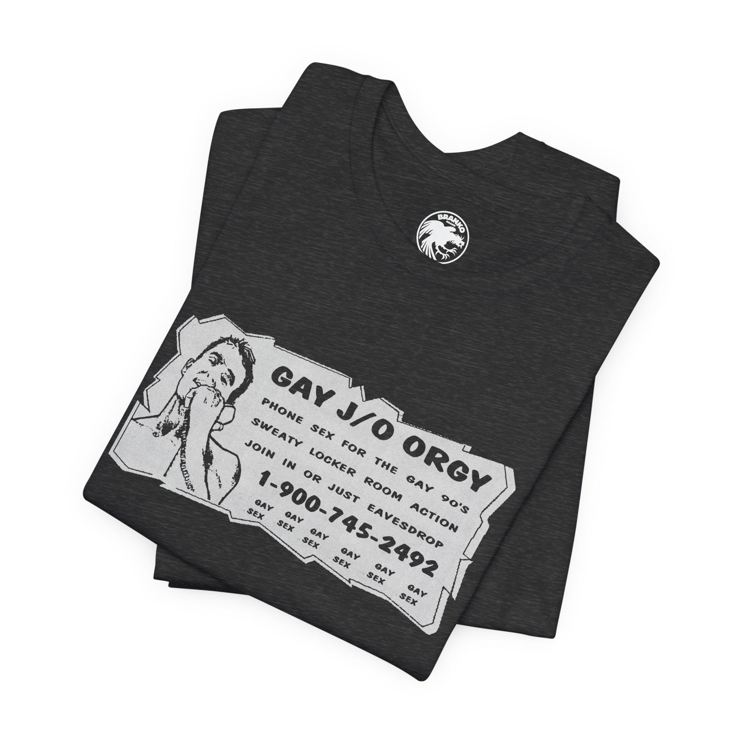 Gay J/O Orgy Phone Sex Ad (90's Gay Phone Sex Ad Graphic Tee/90's)