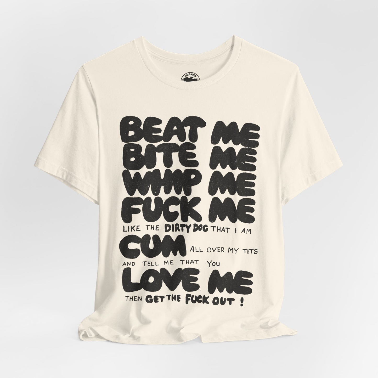 Beat Me. Bite Me. Whip Me... (Replica Iconic Punk Tee as Worn by Joan Jett and Adam Ant/Graphic with Vintage Print Effect)