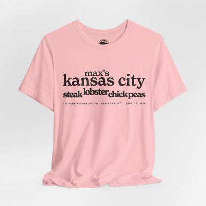 Max's Kansas City (Replica Early 70's Promo Shirt/Early Glam Club and Restaurant/Velvet Underground/Bowie/Warhol/1965-1981)