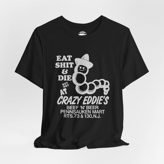 Crazy Eddie's Beef N Beer (Pennsauken, New Jersey Biker Dive Bar Tee/Replica Promo Tee/Pennsauken Mart)