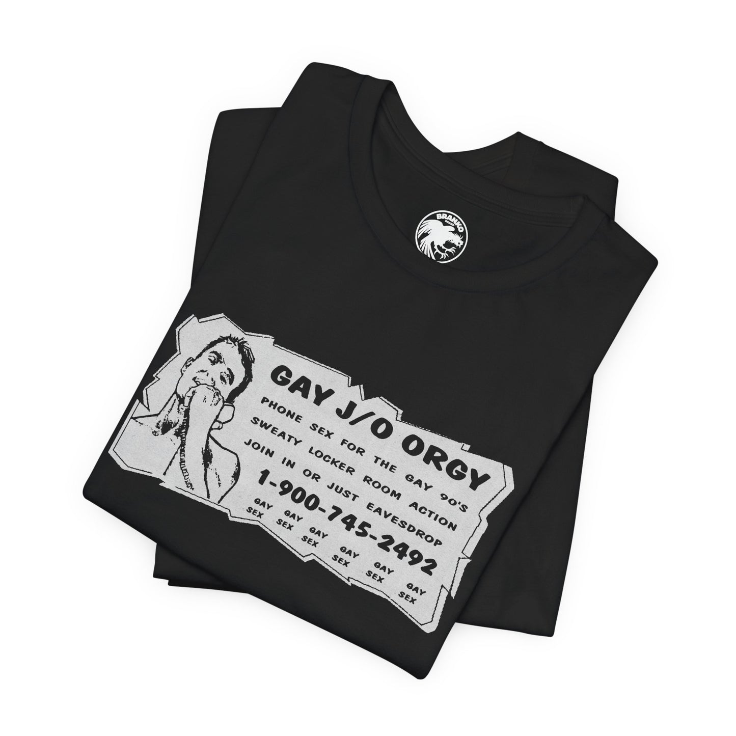 Gay J/O Orgy Phone Sex Ad (90's Gay Phone Sex Ad Graphic Tee/90's)