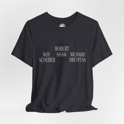Jaws (Opening Credits Tee/Roy Scheider. Robert Shaw. Richard Dreyfuss.)