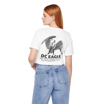 D.C. Eagle (Washington DC Leather Bar 1971-2020)/If you're man enough on Front/Logo on Back/Vintage Grunge Effect)