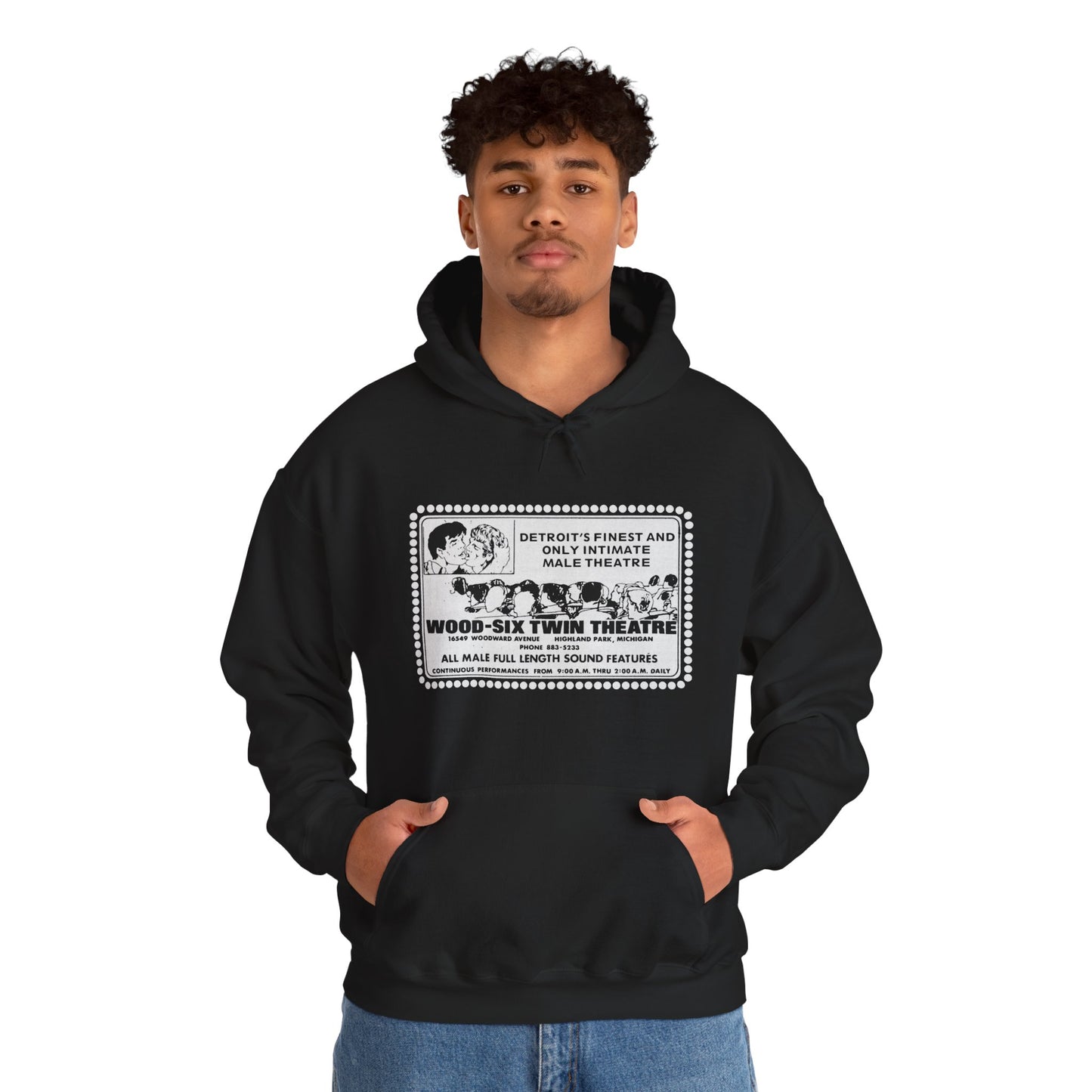 Wood–Six Twin Theater Hoodie (Detroit Gay Porno House/70's to 90's)