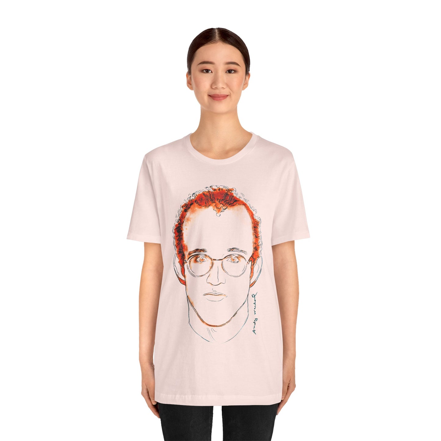 Andy Warhol x Keith Haring (Portrait T-Shirt with Vintage Print Effect)
