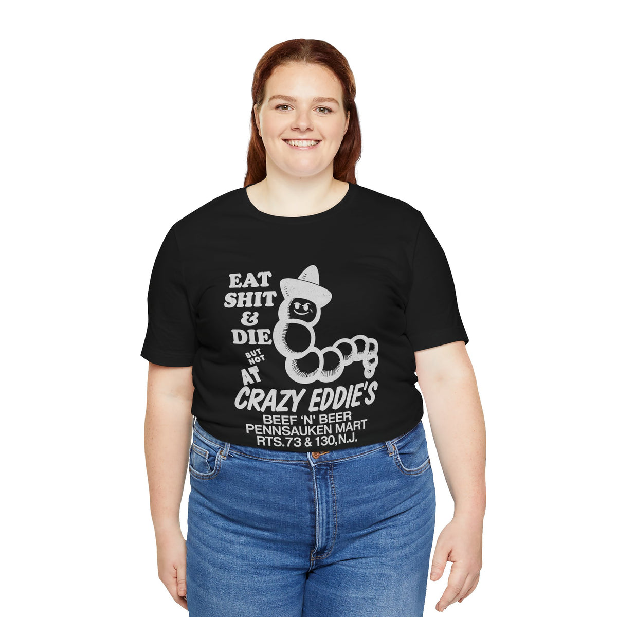 Crazy Eddie's Beef N Beer (Pennsauken, New Jersey Biker Dive Bar Tee/Replica Promo Tee/Pennsauken Mart)