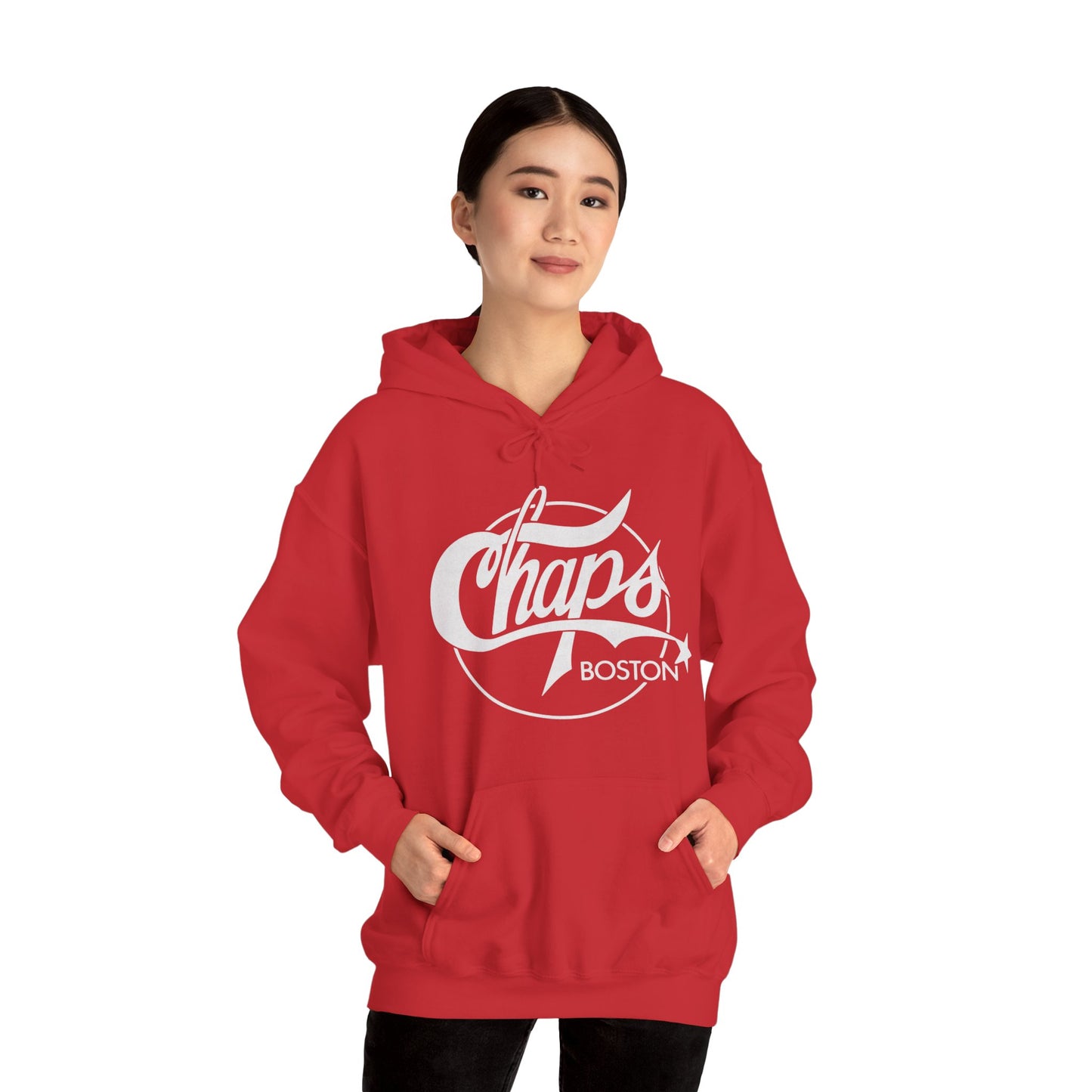 Chaps Boston Hoodie (Boston Gay Bar/80's and 90's/80's Logo with Vintage Print Effect)