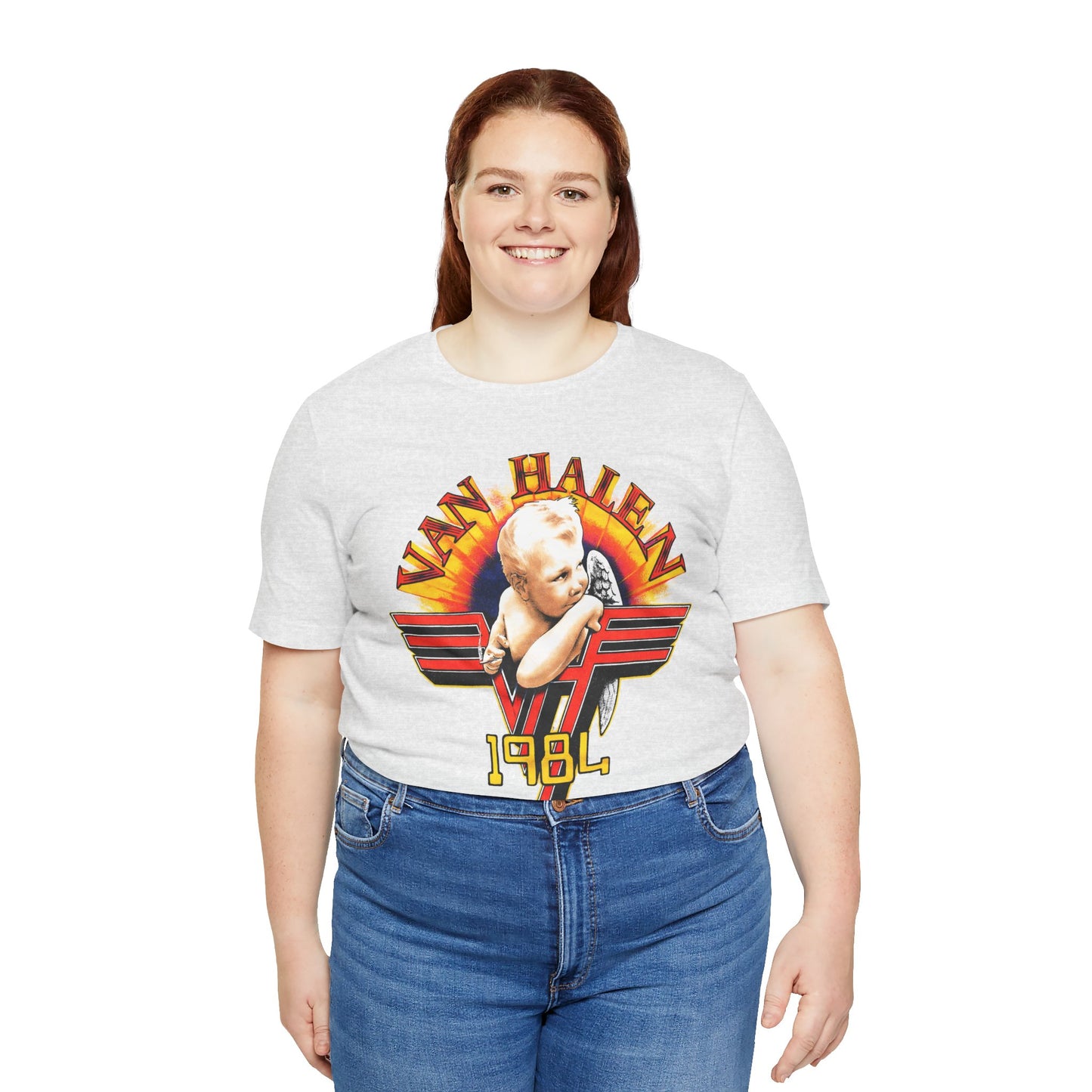 Van Halen (Replica 1984 Tour Shirt Front Design with Vintage Print Effect)