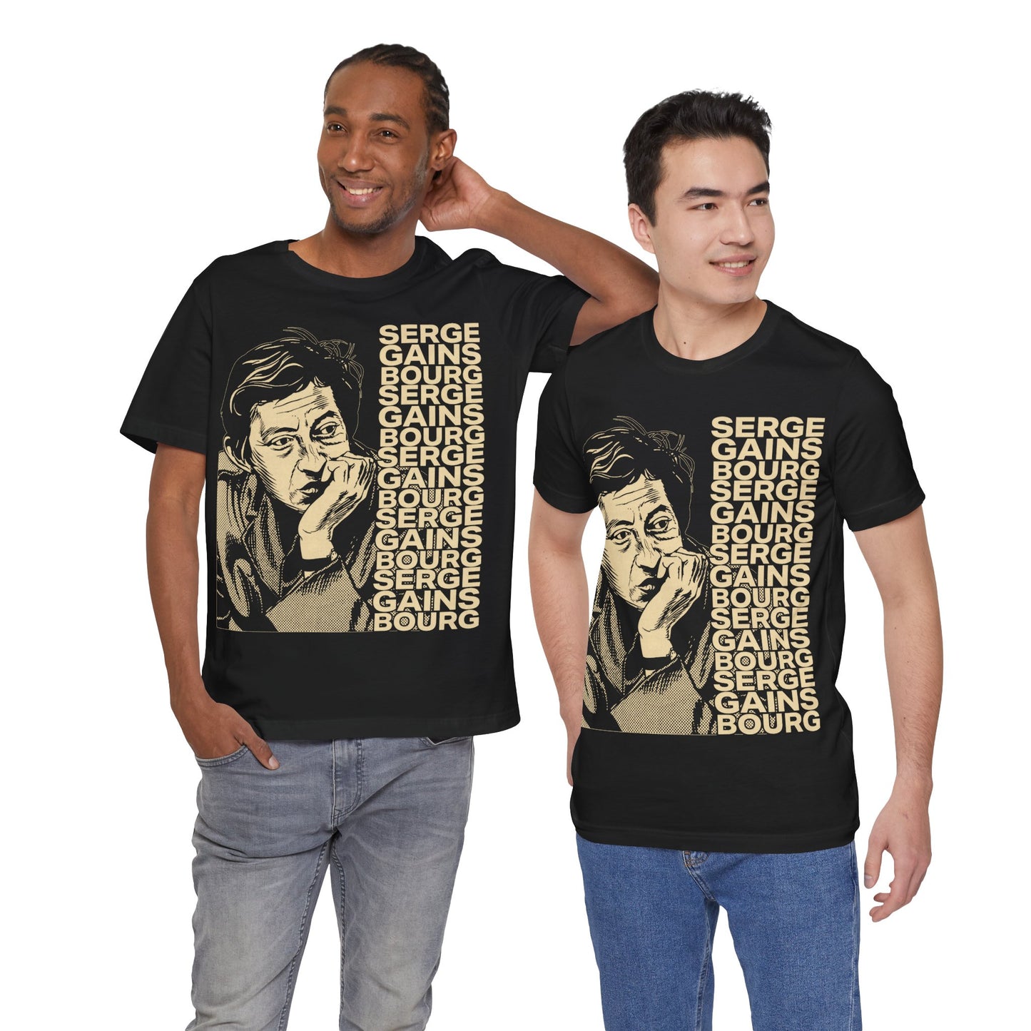 Serge Gainsbourg (Large Graphic with Vintage Effect/Initials B.B Illustration/Serge Gainsbourg Shirt)