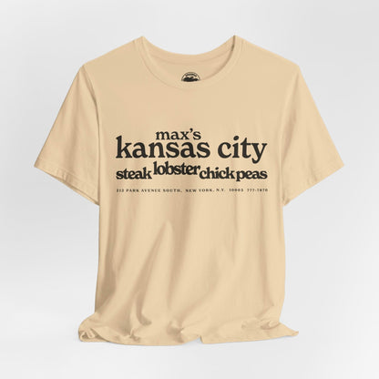 Max's Kansas City (Replica Early 70's Promo Shirt/Early Glam Club and Restaurant/Velvet Underground/Bowie/Warhol/1965-1981)