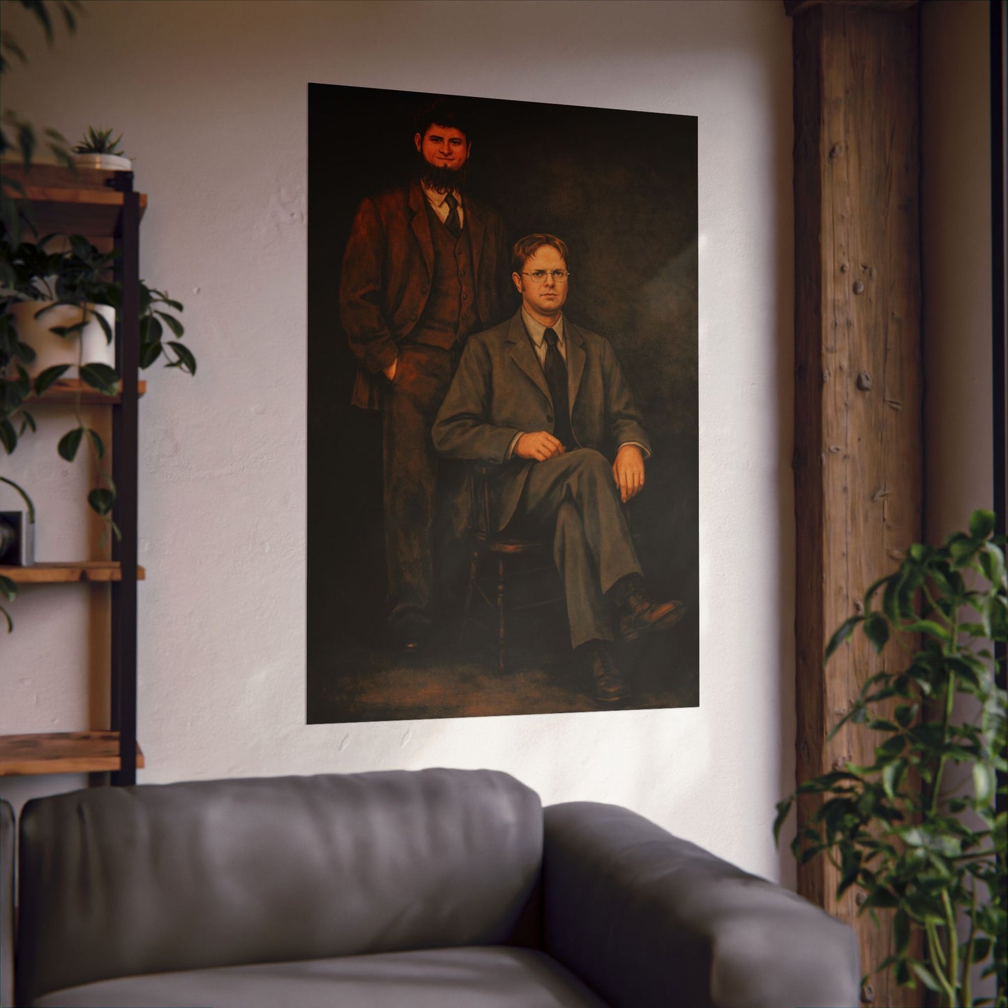 Dwight and Mose Portrait (The Office Dwight Schrute and Mose Portrait Reprint/Schrute Farms)