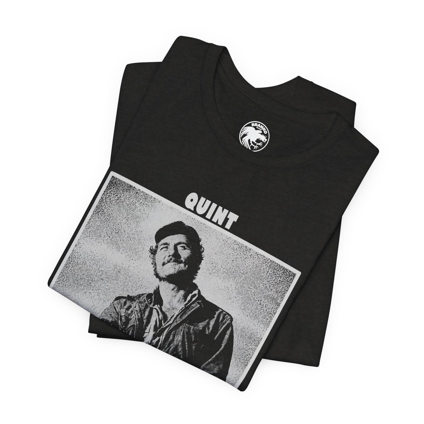 Quint (Robert Shaw Jaws Shirt/Graphic with Vintage Print Effect)