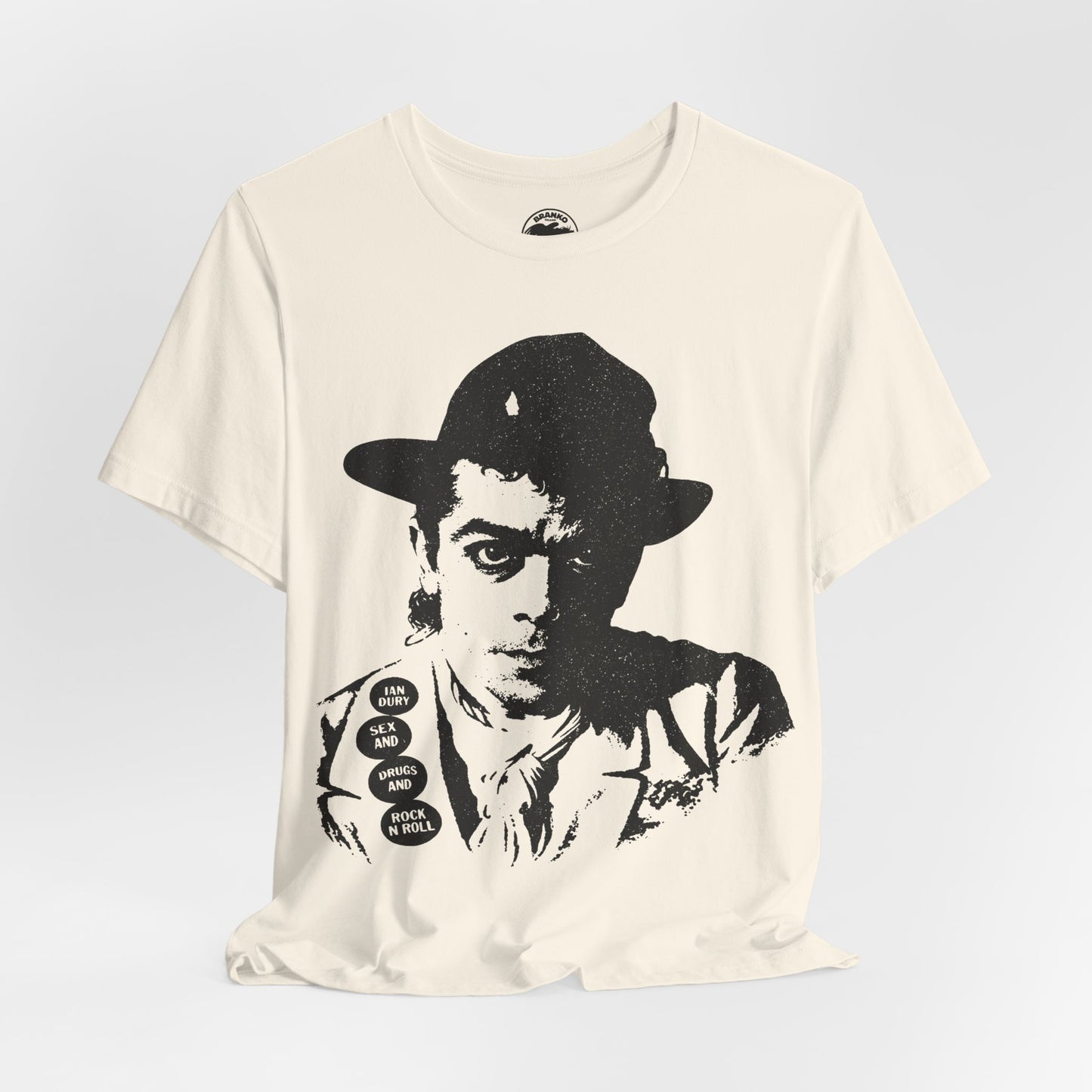 Ian Dury (Replica Sex and Drugs and Rock n' Roll Promo Tee/1977)