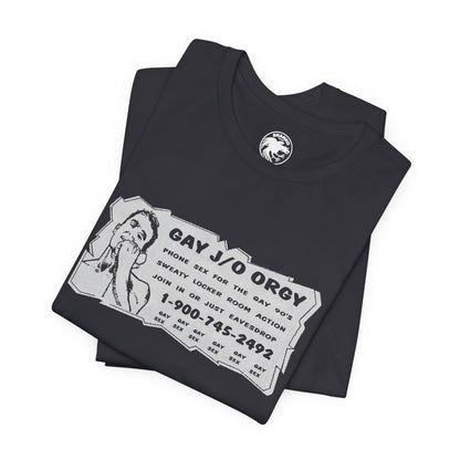 Gay J/O Orgy Phone Sex Ad (90's Gay Phone Sex Ad Graphic Tee/90's)